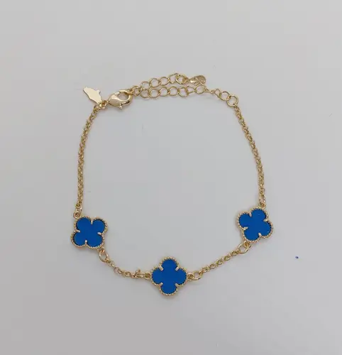 PULSEIRA TREVO BLUE BANHADA A OURO 18K