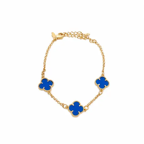 PULSEIRA TREVO BLUE BANHADA A OURO 18K