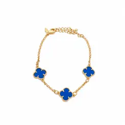 PULSEIRA TREVO BLUE BANHADA A OURO 18K