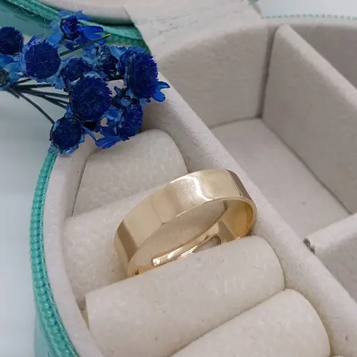 ANEL FAIXA DOURADA BANHADA  OURO 18K