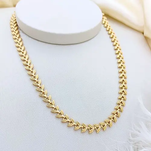 CHOKER FOLHA SOLARIS BANHADA A OURO 10K