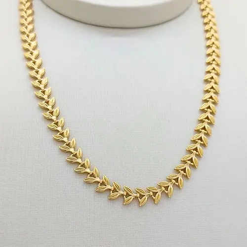 CHOKER FOLHA SOLARIS BANHADA A OURO 10K