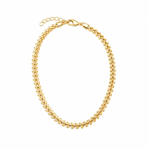 CHOKER FOLHA SOLARIS BANHADA A OURO 10K