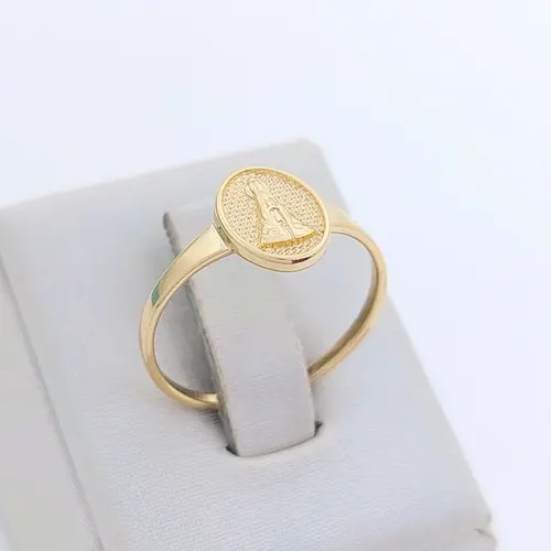 Anel Medalha Nossa Senhora Banhada a Ouro 18K