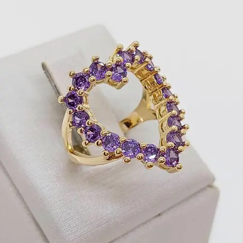ANEL VIOLETA BANHADO A OURO 18K