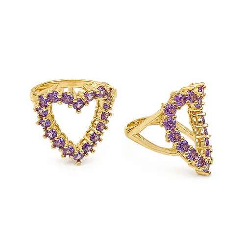 ANEL VIOLETA BANHADO A OURO 18K