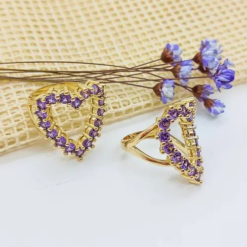 ANEL VIOLETA BANHADO A OURO 18K