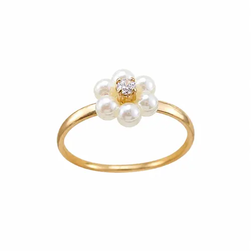 ANEL JARDIM DE PÉROLAS BANHADA A OURO 18K