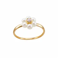 ANEL JARDIM DE PÉROLAS BANHADA A OURO 18K