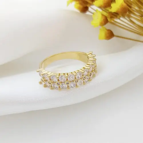 ANEL CRISTAL AURORA BANHADO A OURO 18K
