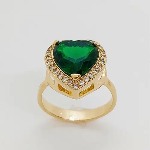 ANEL CORAÇÃO RUBI BANHADO A OURO 18K