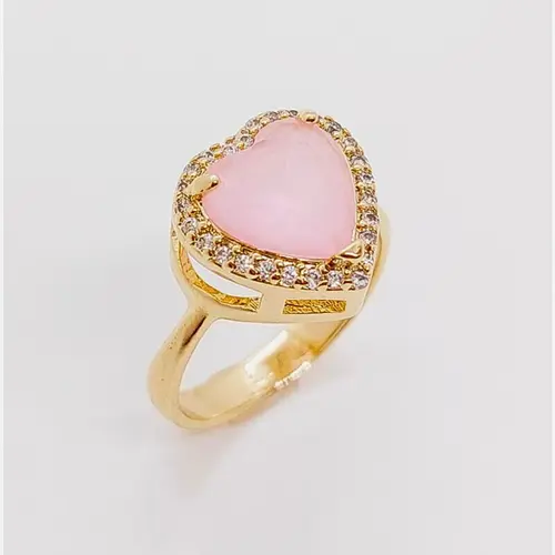 ANEL CORAÇÃO RUBI BANHADO A OURO 18K