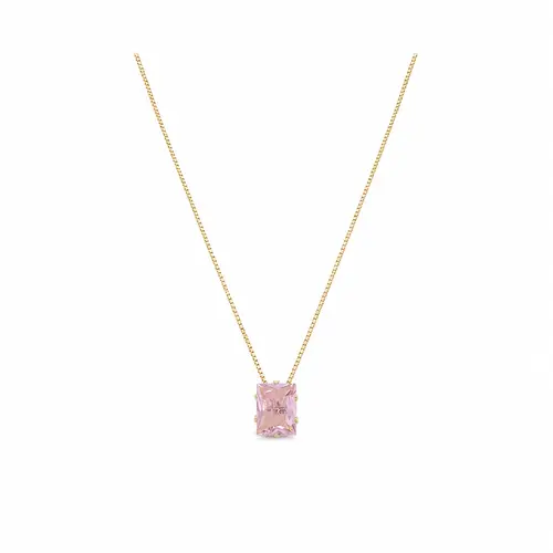 COLAR PINK CRYSTAL GOLD BANHADO A OURO 18K