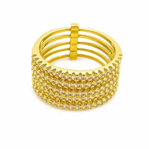 ANEL CAMADAS LUXO COM ZIRCÕNIAS BANHADO A OURO 18K