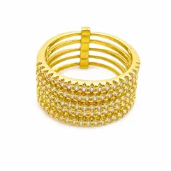 ANEL CAMADAS LUXO COM ZIRCÕNIAS BANHADO A OURO 18K