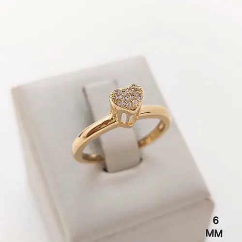 ANEL CORAÇAO DE ENCANTO P BANHADO A OURO 18K