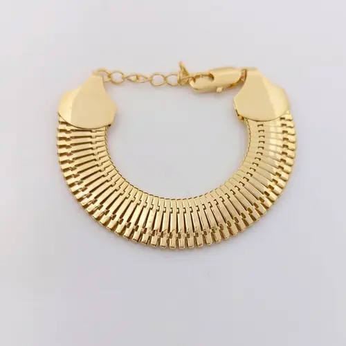 PULSEIRA MALHA GROSSA BANHADA A OURO 18K