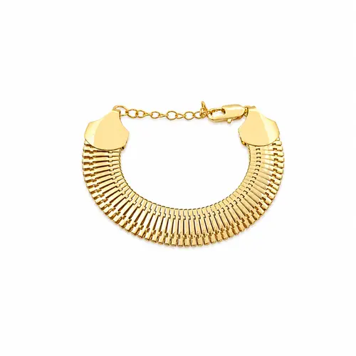 PULSEIRA MALHA GROSSA BANHADA A OURO 18K