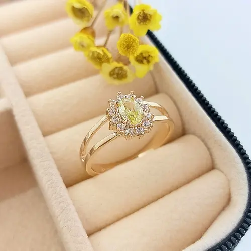 Anel Princesa Amarelo Banhado a Ouro 18K