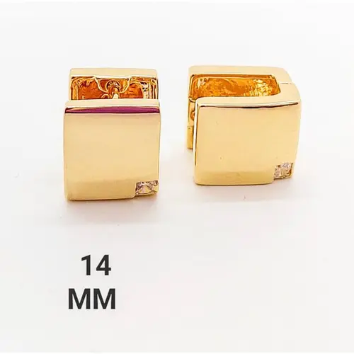 Brinco Argola Quadrada Dourado Banhado a Ouro 18K