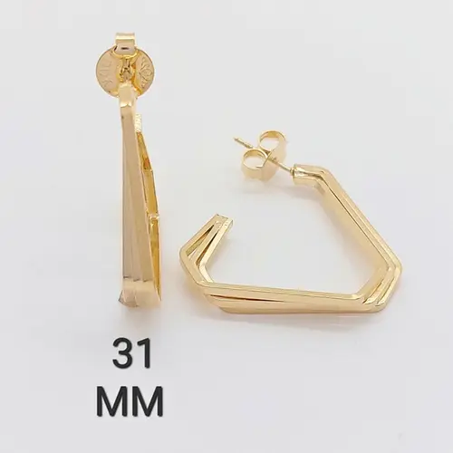 Argola Geométrica Dupla Banhado a Ouro 18K