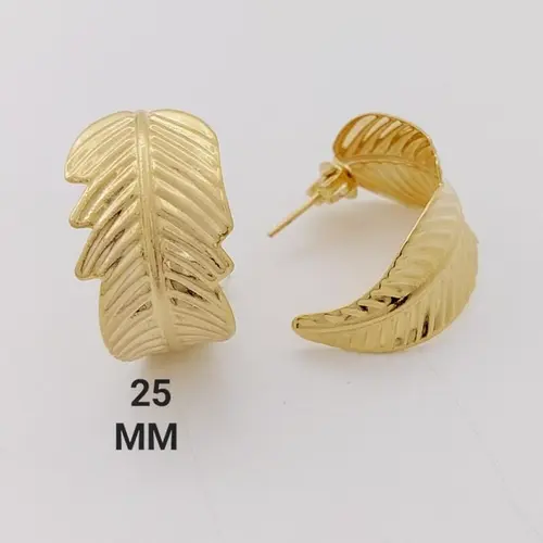 Argola Folha Banhado a Ouro 18K
