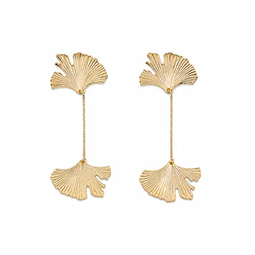 BRINCO FOLHA NOBRE BANHADO A OURO 18K
