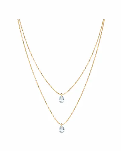 COLAR DUPLO CRISTAL BANHADO A OURO 18K