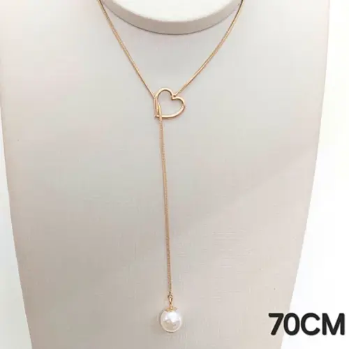 Gravata Coração Vazado com Pérola Banhada a Ouro 18K