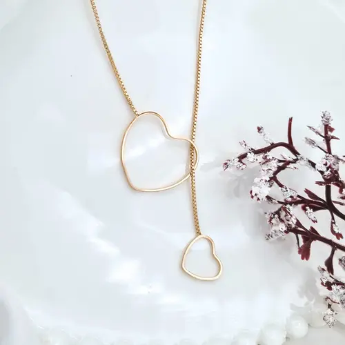 GRAVATA CORAÇÃO DUPLO BANHADA A OURO 18K