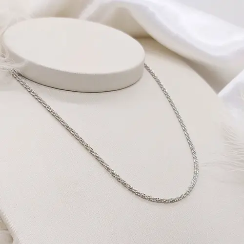 Colar Choker Diamantada Banhada a Ouro Branco