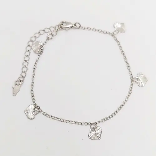 Pulseira Corações Banhado a Ouro Branco