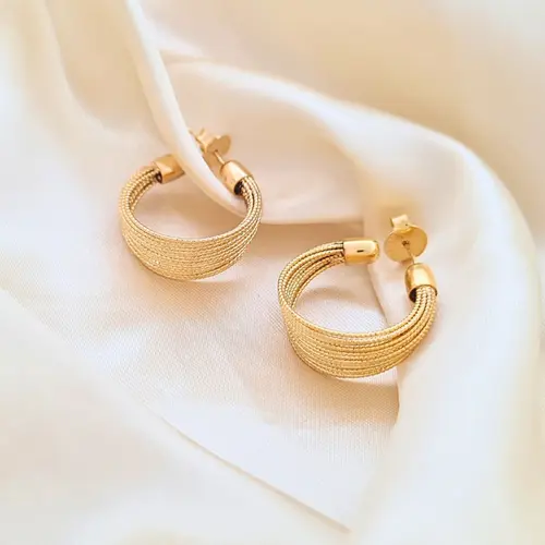 Argola Tramas Banhado a Ouro 18K