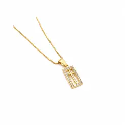 COLAR CRUZ RETANGULAR BANHADO A OURO 18K
