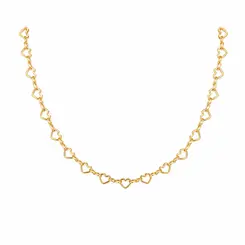 CHOKER CORAÇÕES PP BANHADA A OURO 18K
