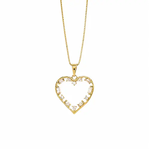 COLAR CORAÇÃO DE ZIRCÔNIA BANHADO A OURO 18K