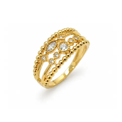 ANEL CRAVEJADO BANHADO A OURO 18K