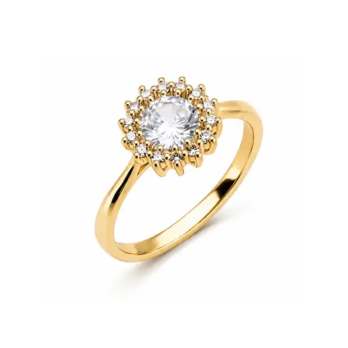 ANEL SOLITARIO BANHADO A OURO 18K