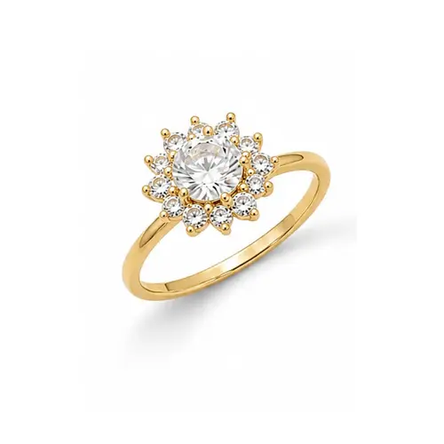 ANEL SOLITÁRIO FLOR BANHADO A OURO 18K