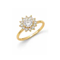 ANEL SOLITÁRIO FLOR BANHADO A OURO 18K