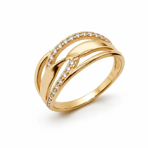 ANEL TRANÇADO BANHADO A OURO 18K