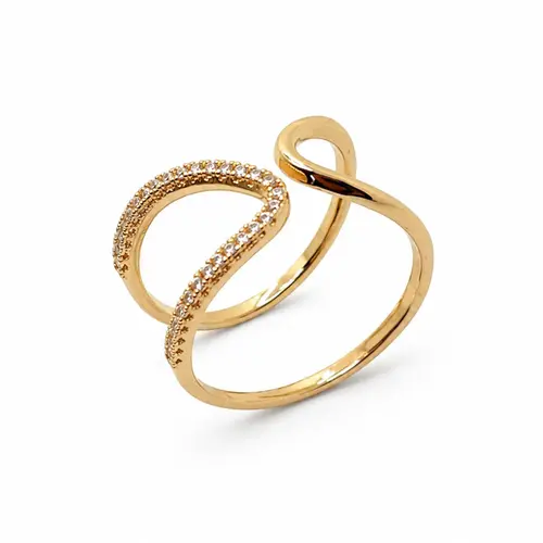 ANEL DUPLA CURVA BANHADO A OURO 18K