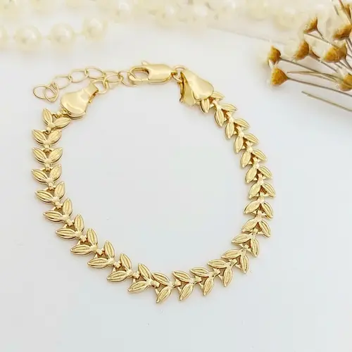 PULSEIRA FOLHA SOLARIS BANHADA A OURO 18K
