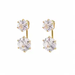 BRINCO EAR JACKETS PONTO DE LUZ BANHADO A OURO 18K