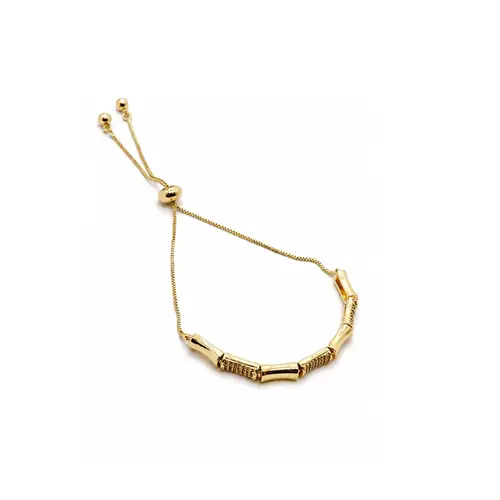 PULSEIRA AJUSTÁVEL CRAVEJADA BANHADA A OURO 18K