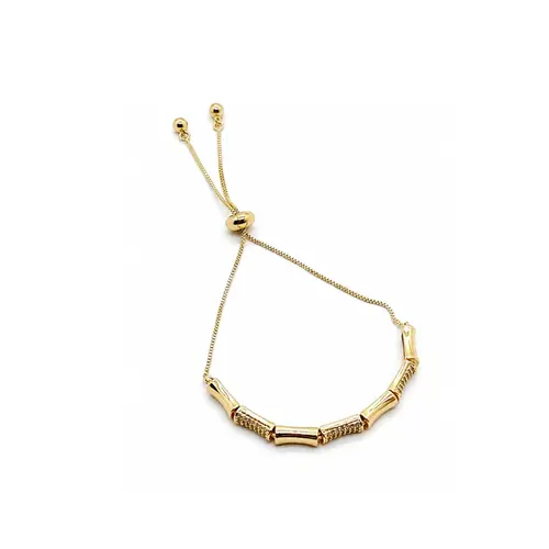 PULSEIRA AJUSTÁVEL CRAVEJADA BANHADA A OURO 18K