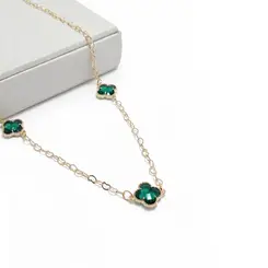 CHOKER TREVO VERDE BANHADO A OURO 18K