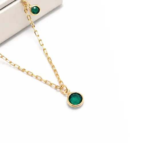 CHOKER PEDRAS VERDES BANHADA A OURO 18K