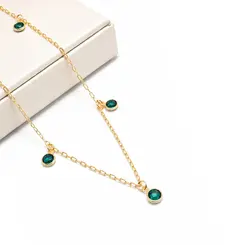 CHOKER PEDRAS VERDES BANHADA A OURO 18K