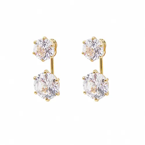 BRINCO EAR JACKET PONTO DE LUZ BANHADO A OURO 18K